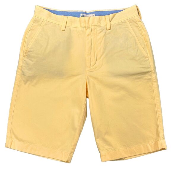 J Crew Shorts Men's Size 29 Yellow Chino Casual Performance Cotton Measure 30x10 - Picture 1 of 9